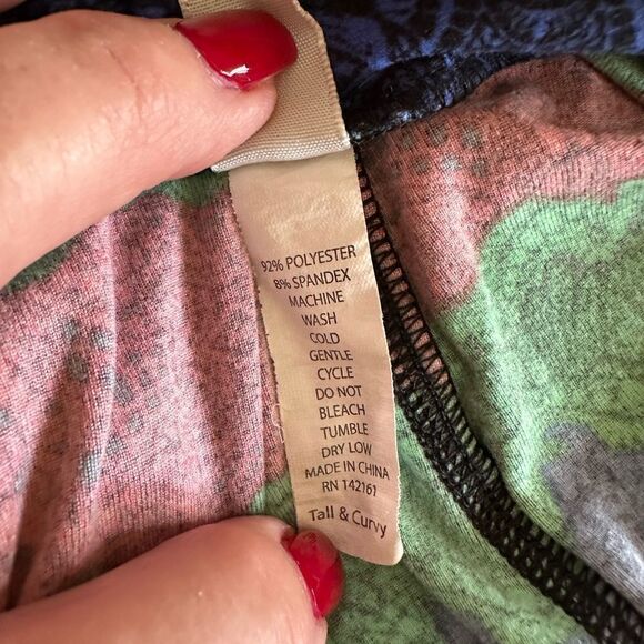 LuLaRoe TC Leggings Plus Size Christmas Red Green Blue - Picture 7 of 8